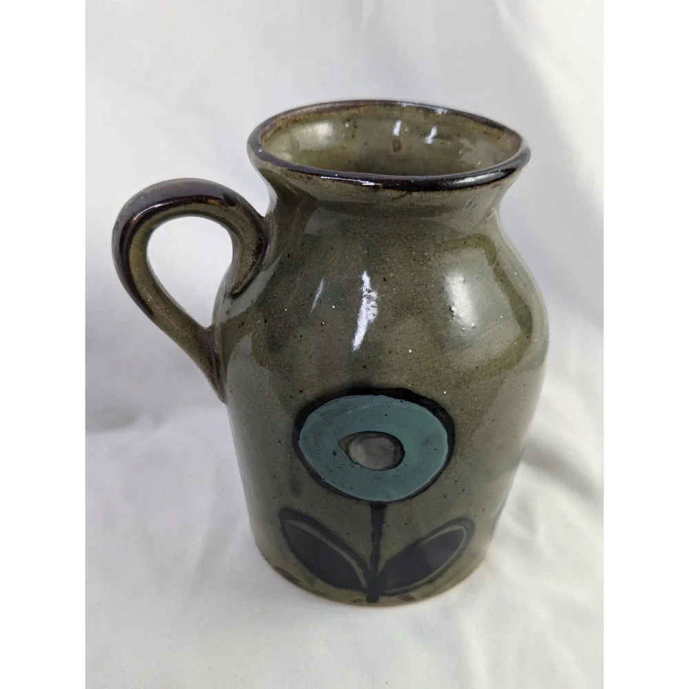 Nevco Japan Green‎ Flower Vase Jug Pottery 5 Inch